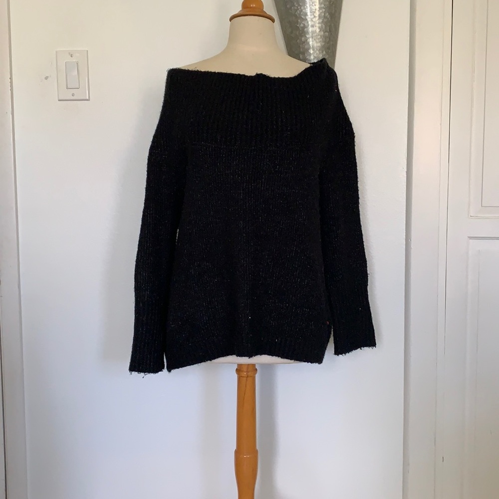Black off the shoulder sweater from Zara
